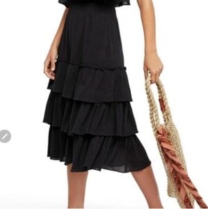 Free People Sea Breeze Ruffled Midi Skirt